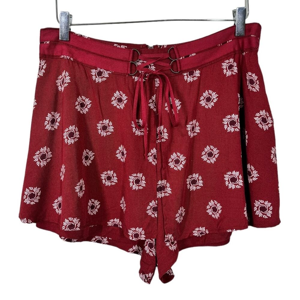 Free People Red Floral Boho Skort 10 New Festival Western Flowy Short Skirt